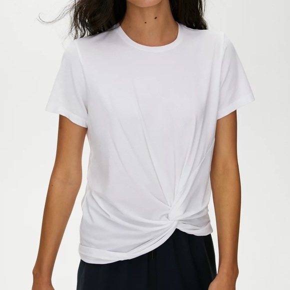 Aritzia The Group by Babaton White Foundation Knot T-shirt NWT - Picture 1 of 5